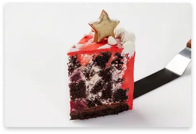 Traditional pincher cake with chocolate decoration and layers