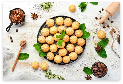 Bite-sized cookies shaped like miniature croissants